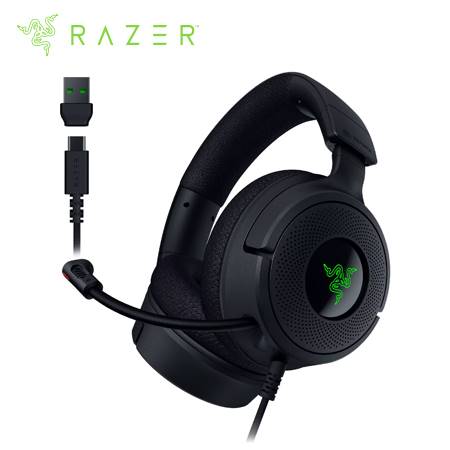 AUDIFONO C/MICROF. RAZER KRAKEN V4 X USB-C /ADAPTADOR USB-A CHROMA BLACK
