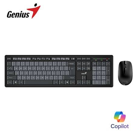TECLADO GENIUS + MOUSE WIRELESS KM-8200 AI COPILOT MULTIMEDIA SP BLACK/GREY